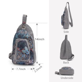 Black Butterfly Canvas Chest Bag, Small Chest Pack, Crossbody Bag for Travel, Inclined Shoulder Bag, Green, Bohemia