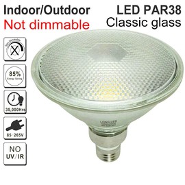 25W PAR38 LED Flood Light,250W PAR38 Halogen Bulb Equivalent,Daylight White,Full Glass Lamp Body,Waterproof,Bright White Light 5000K,Outdoor/Indoor,E26,120 Volts,Non-Dimmable,2-Pack,