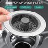 Sink Plug, Kitchen Sink Plug, 3-in-1 Pop-Up Filter Made of