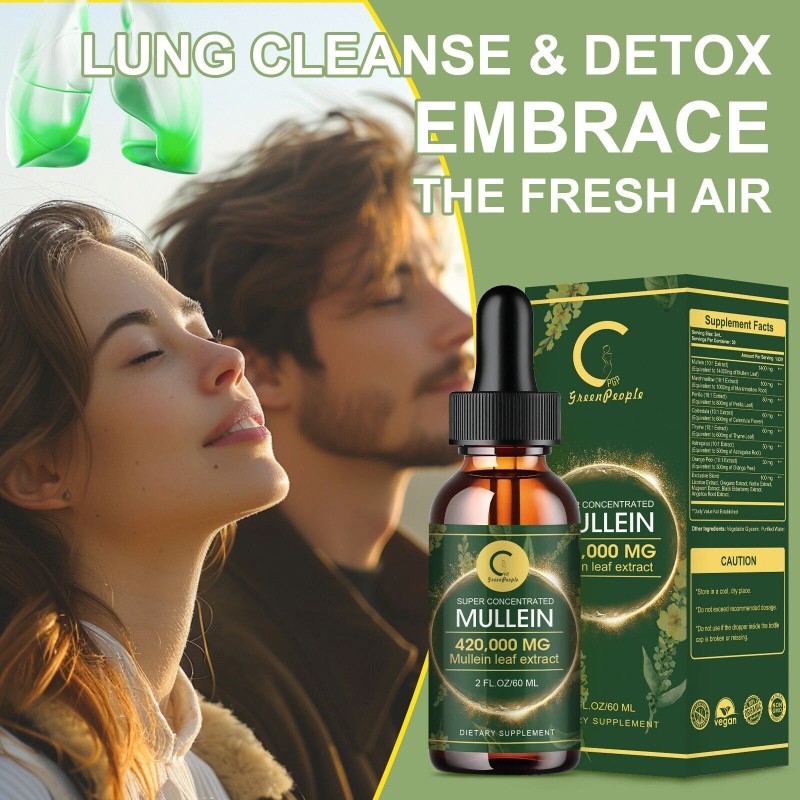 GPGP Greenpeople 2 PACKS Mullein Drops for Lungs, Detox and