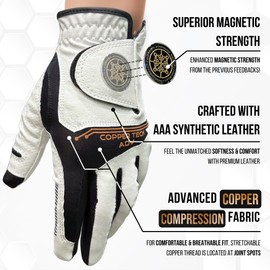 Copper Advanced Tech 2.0 Golf Gloves Women Right Handed Golfer Or Left Handed Golfer | Joint Support Copper Compression Womens Golf Glove | Tear Resistant Durability and Tacky Grip for Max Control