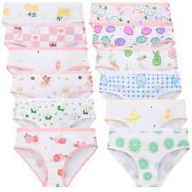 Yzjcafriz Girls Underwear 12 Pack Soft Kids Briefs Cotton Comfortable Panites (US, Age, 8, White)