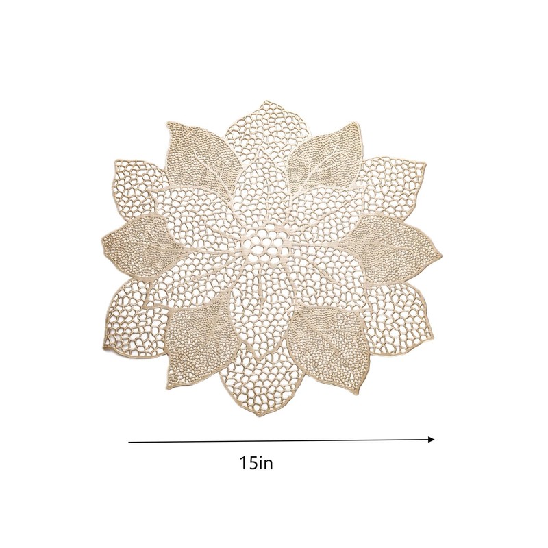 Gold Placemats Set of 6 for Dining Table 15 Inch