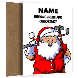 Funny Golf Christmas Card for Him - Driving Home for Christmas Cards for a Golfer - Husband, Dad, Brother, Friend, Colleague or Boss. Christmas Cards