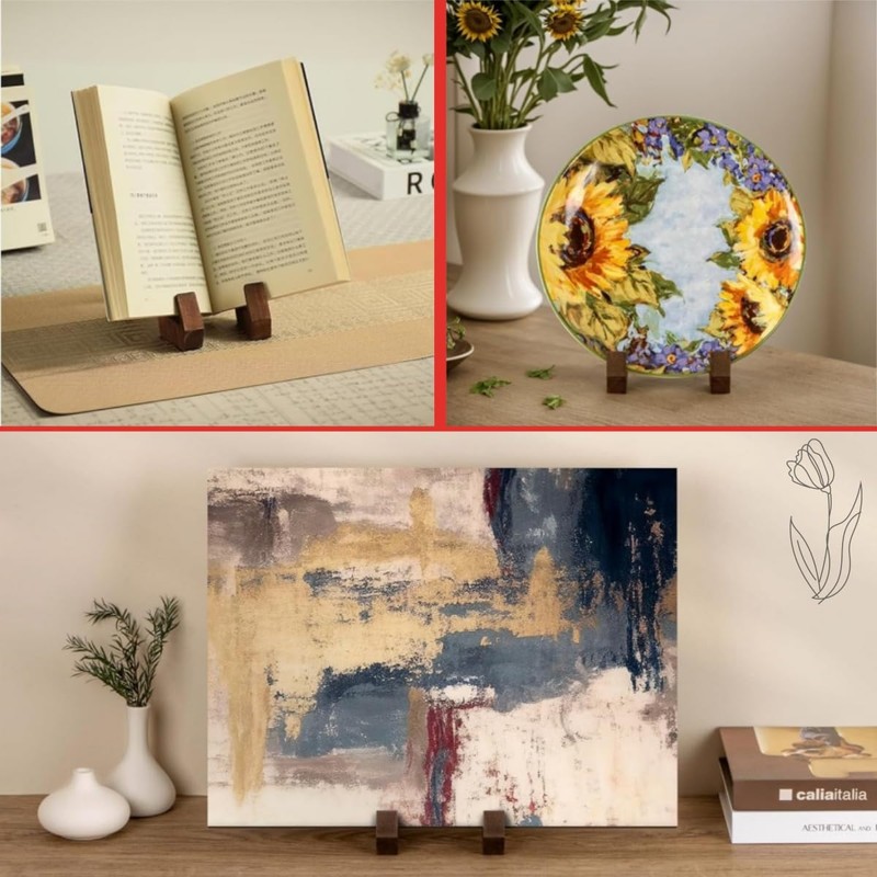 Wood Display Stand,6 Inch Plate Display Stand,Multifunctional Book Display Stand,For