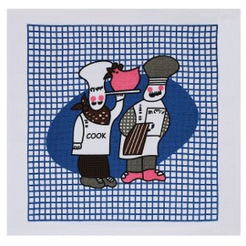 Set of 4 Terry Tea Towels, Vintage Printed Kitchen Dish Cloth -100% Super Soft, Durable and Absorbent -Quick Dry - 40 X 40 cm (Chef)