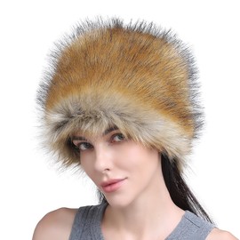 Women’s Faux Fur Bucket Hat Fluffy Cossack Russian Hat Winter Warm Plush Earflap Fisherman Cap Adjustable Quilted Cotton Lined Cold Weather Ski Snow Travel Hats Gift (UK, Alpha, One Size, Khaki)