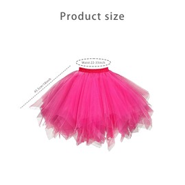 Women's Tulle Skirt Tutu Skirt Ballet Dance Dress Tulle Underdress Petticoat Tutu Cosplay for Carnival Costume, Rose Red