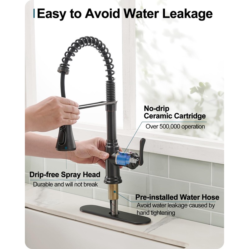 HOIGY Oil Rubbed Bronze Kitchen Faucet with Pull Down Sprayer,