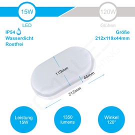 sigmaled LED Ceiling Light 18 W, Natural White, Oval