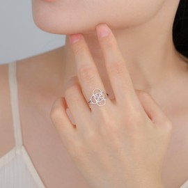 Amaxer Celtic Knot Ring Five-Fold Symbol Stainless Steel Irish Celtic Jewelry for Women (silver, 8)