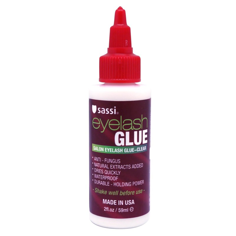 Sassi Eyelash Glue Clear 2oz | Quick-Drying, Natural Extract Formula,
