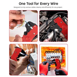 ULTRICS Isolierte Abisolierzange, automatische Abisolierzange, elektrisch für 14–24 AWG Kabel, verstellbares Abisolierwerkzeug, Abisolierzange und Drahtschneider für industrielle und private