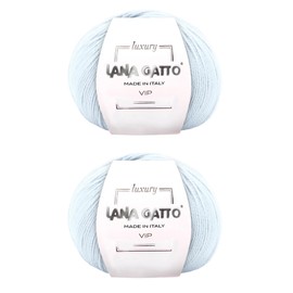 Cashmere and Extra-fine Merino Wool Knitting Balls, Lana Gatto VIP Line, 100 gr., 400 mt, (Light Blue, 2)