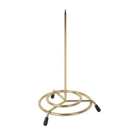 Receipt Spike Metal Bill Holder 6" high - Professional Straight Rod Spike with Round Stand | Ideal for Restaurants Kitchens Offices Hotels | Durable and Stylish Document Organizer (Brass)