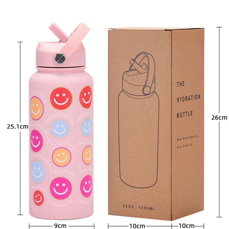 Water Bottle 32 Oz for Travelers Insulated Metal Bottle with