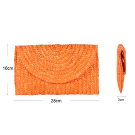 EVEOUT Women's Straw Clutch Handbag Summer Woven Purse Beach Holiday Wedding Handbag, orange, Elegant