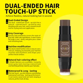 SEVICH Dual-Ended Root Touch Up Stick - Waterproof Hairline Enhancer for Sparse Hairlines & Gray Coverage, Non-Sticky Scalp Concealer with Beeswax, Instant Volume & Natural Look (Light brown)