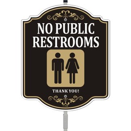 Sorry No Public Restroom Thank You Sign Bathroom 12" x 10" With 35" Long Metal Stakes With Stand for Business Stores Restaurants Aluminum Outdoor Use
