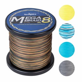 Samdely Braided Fishing Line, 8 Strands, Abrasion Resistant, No Stretch, Colored for Visibility, Saltwater/Freshwater (X8 Green Camo, 50LB (150 Yards))