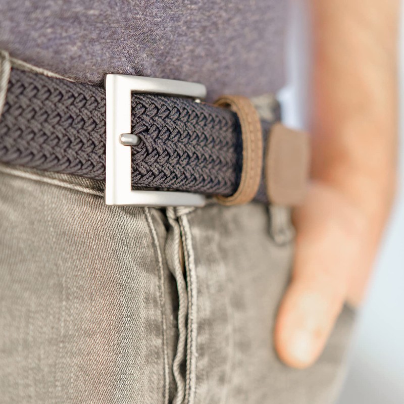 Pierrot Men's Braided Belt, Fabric Belt, Stretch Belt, Braided Belt,