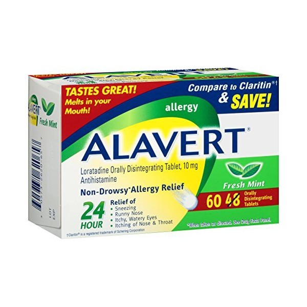 Alavert 24-Hour Non-Drowsy Allergy Relief (60-Count Fresh Mint Flavor Orally Disintegrating Tablets) by Alavert