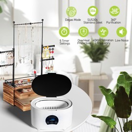 Jewelry Cleaner Ultrasonic Machine, Aocktobar Ultrasonic Jewelry Cleaner 600ML with 5 Digital Timer and degassing function, Ultrasonic Cleaner Machine for Jewelry, Daily Use, Glasses, Denture, Watches