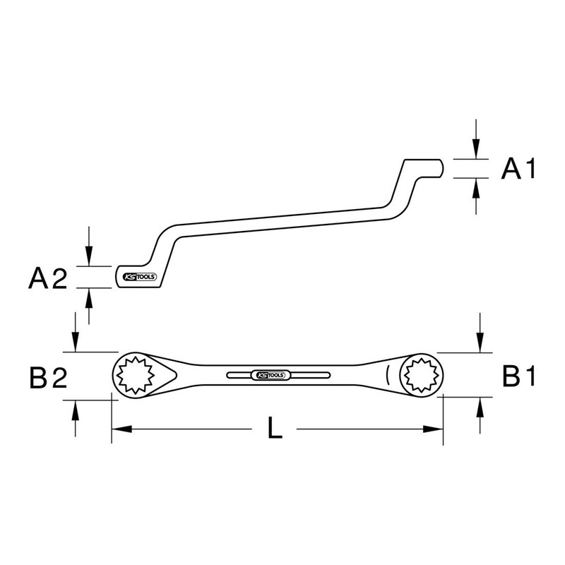 KS TOOLS 517.0884 Ring spanner offset, 7/16x1/2