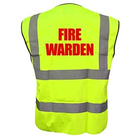 Fire Warden Yellow High Visibility Hi Vis Viz Vest Safety Waistcoat, Printed By Brook Hi Vis Small