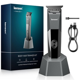 kensen Body Hair Trimmer for Men Electric Groin & Pubic Hair Trimmer, Rechargeable Ball Shaver Groomer, Waterproof Mens Body Groomer Kit for Sensitive Areas, Cordless for Wet/Dry Use (Gray)
