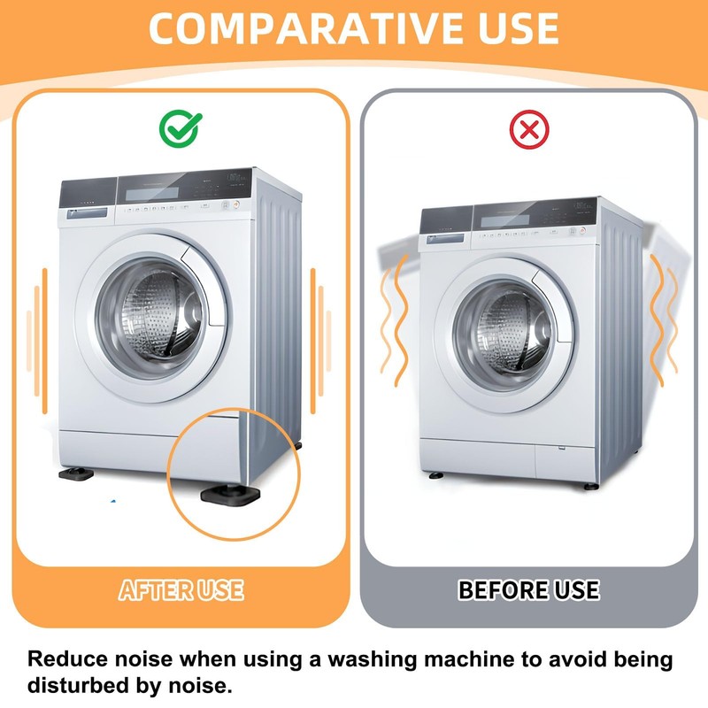 4 PCS Anti Vibration Pads for Washing Machine, Black Non
