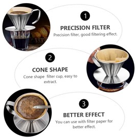 Operitacx Stainless Filter Cup Manual Hand Drip Strainer for Brewing Shape Design for Flavor Control Reusable Easy to Clean for Coffee Lovers