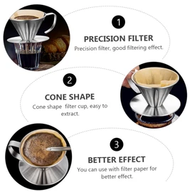 Operitacx Stainless Filter Cup Manual Hand Drip Strainer for Brewing Shape Design for Flavor Control Reusable Easy to Clean for Coffee Lovers