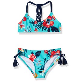 Kanu Surf Traje de baño Deportivo de 2 Piezas con Cuello en V para niña, Brooke Verde mar, 4