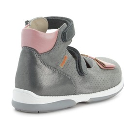 Memo Anna Supportive AFO Brace-Like Orthopedic Mary Jane Shoe, Grey/Pink, 30 (13 M US Little Kid)