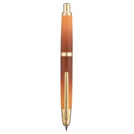 Jinhao 10 Series Press Fountain Pen Caramel Orange Gradient Retractable Fine Nib with Ink Converter and Metal Pen Box (Golden Clip Version)