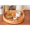 ANKUR Round Rattan- Serving Tray-Decorative Woven Ottoman-Trays with Handles for