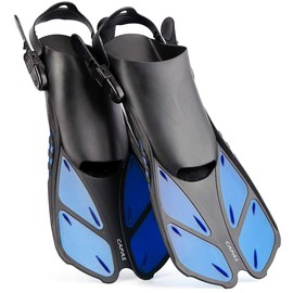 CAPAS Snorkel Fins, Swim Fins Travel Size Short Adjustable for Snorkeling Diving Adult Men Women Kids Open Heel Swimming Flippers