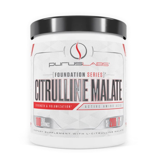 Purus Labs Foundation Series Citrulline Malate Powder | Active Amino Acid L-Citrulline | Strength, Volume, & Recovery | 100 Servings (Unflavored)