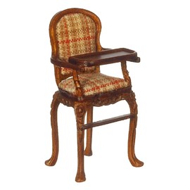 Melody Jane Dolls House Victorian Highchair Walnut 1:24 Half Inch JBM Nursery Baby Furniture