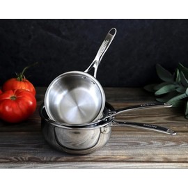 Cristel Castel'Pro Mini Stainless Steel Saucepan, 3-ply Construction, Safe for All Hobs + Induction (.3 Qt.)