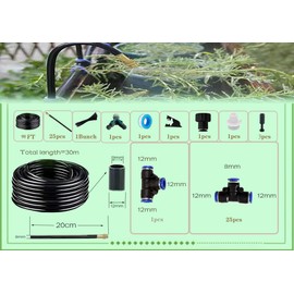 Drip Irrigation Kit,Automatic Garden Watering System with New Quick Connectors and 360-degree Bending Dropper Atomizing Nozzles for Watering System for Garden Plant Lawn Patio. (25 Nozzles)