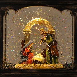 Wondise Christmas Muscal Snow Globe with Timer, USB Plug-in & Battery Operated Spinning Water Glitters Lighted Singing Snow Globe Lantern for Christmas Decorations