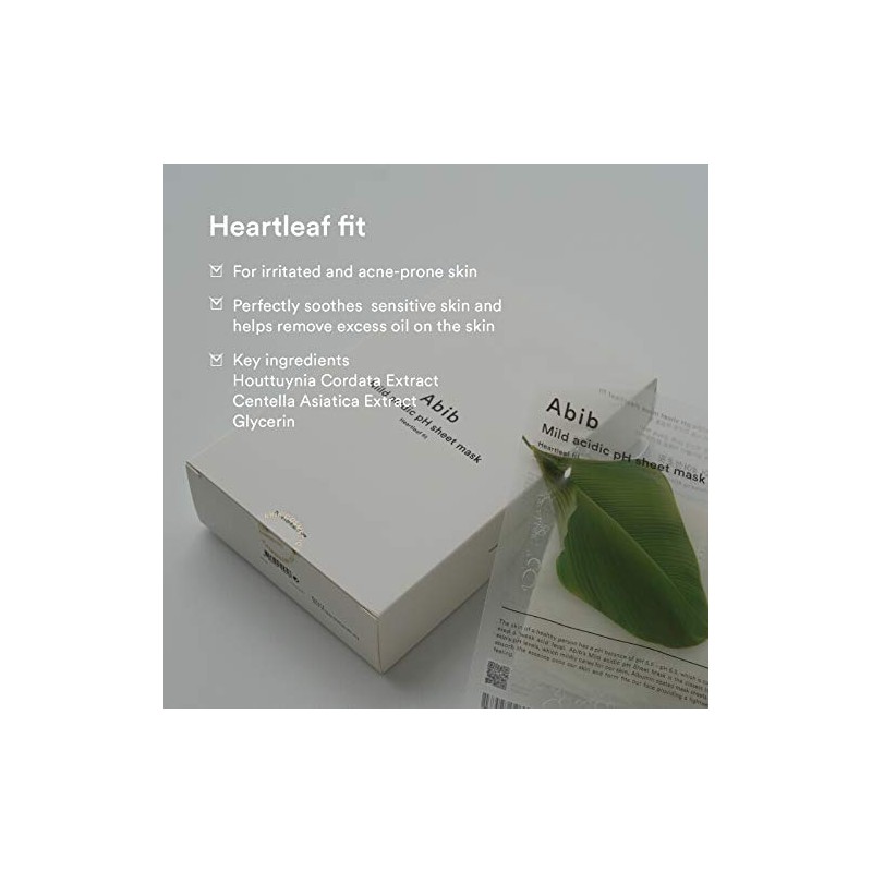 Abib Mascarilla de hoja de pH ácido suave Heartleaf Fit