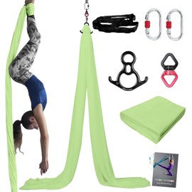 PRIOR FITNESS Aerial Silks Set, 15 Yards Durable 40D Nylon Aerial Dance Silk Equipment with All Rigging Hardware, Yoga Starter Kit for Home, Aerial Yoga Hammock Silky Swing for All Levels
