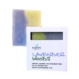 Bluebyrd Soap Co. Lavender Woods Bar Soap | 100% Essential Oil Fragranced Bar -Natural Cleansing Body Wash Bars | Handmade Organic Lavender Soap Bar With Best Skin Ingredients (Evergreen)