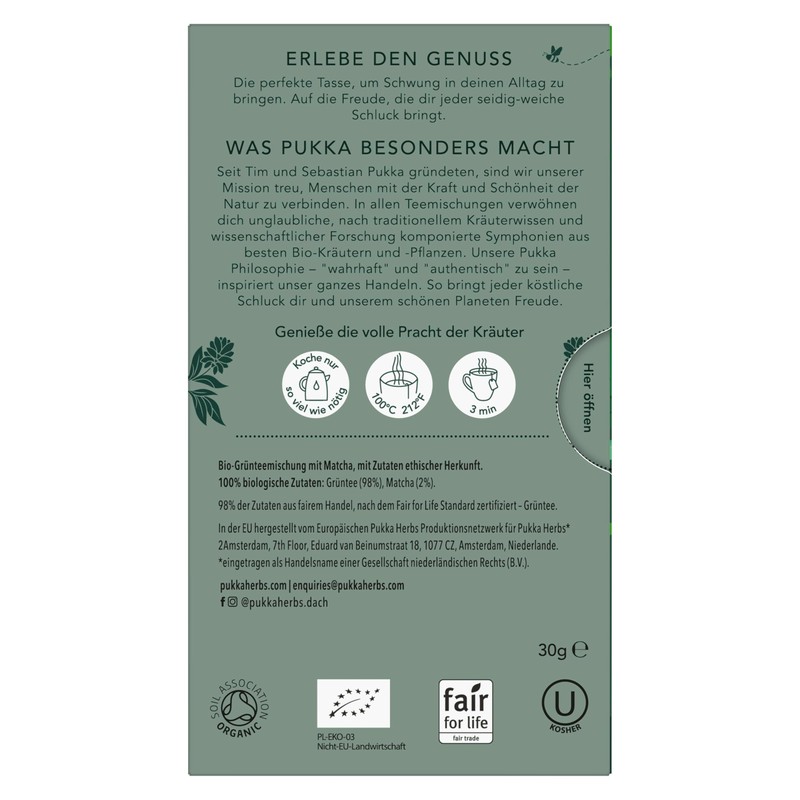 Pukka Supreme Matcha Green, Organic Herbal Green Tea with Oothu,