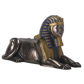 YTC 7 Inch Egyptian Sphinx Statue Figurine, Cold Cast Bronze Colored