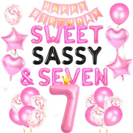 RGT Sweet Sassy & Seven Birthday Decoration Sweet Seven Birthday Balloons 7 Years Old Birthday Decoration Girls 7th Birthday Decoration