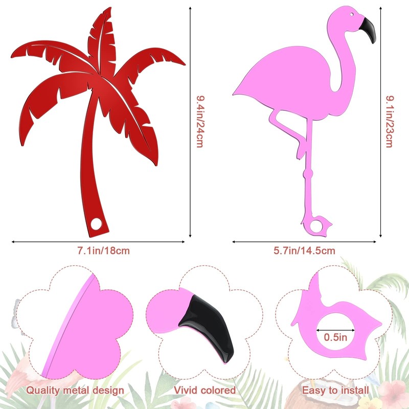 2 Pieces Mailbox Flags Flamingo Coconut Tree Mailbox Replacement Flags